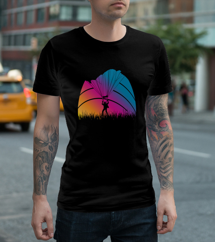 Paragliding Adventure Colorful Sunset Gradient Paraglider T-Shirt