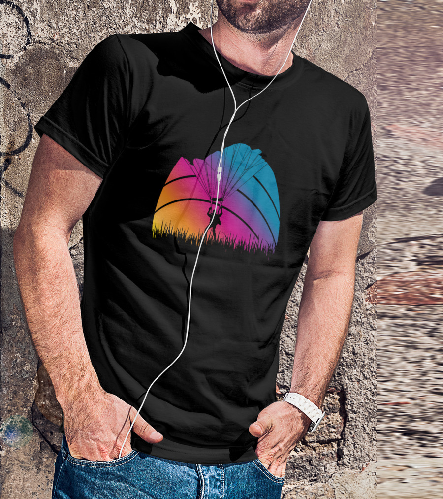 Paragliding Adventure Colorful Sunset Gradient Paraglider T-Shirt