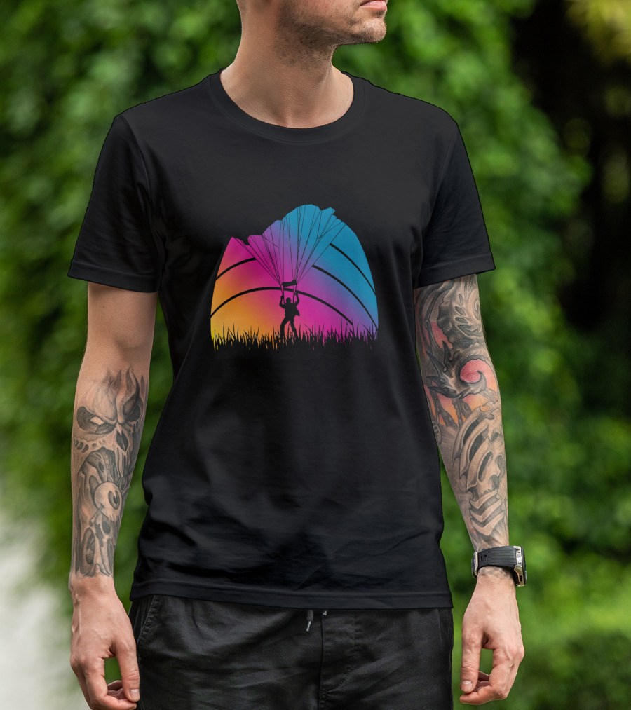Paragliding Adventure Colorful Sunset Gradient Paraglider T-Shirt