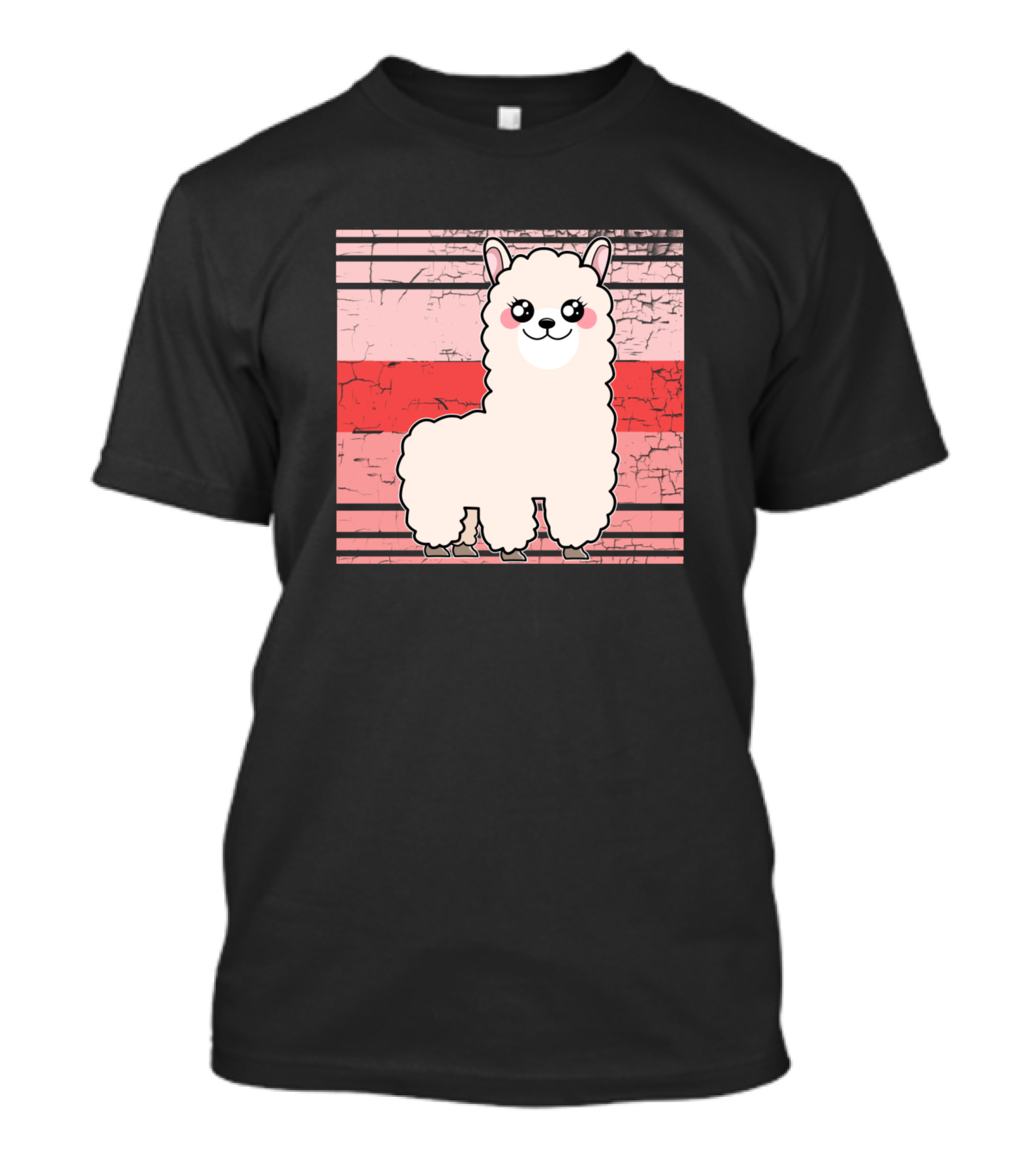 Pink Striped Alpaca Llama T-Shirt