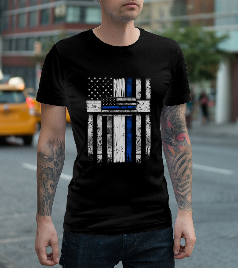 Police Officer Pennsylvania Thin Blue Line American Flag T-Shirt