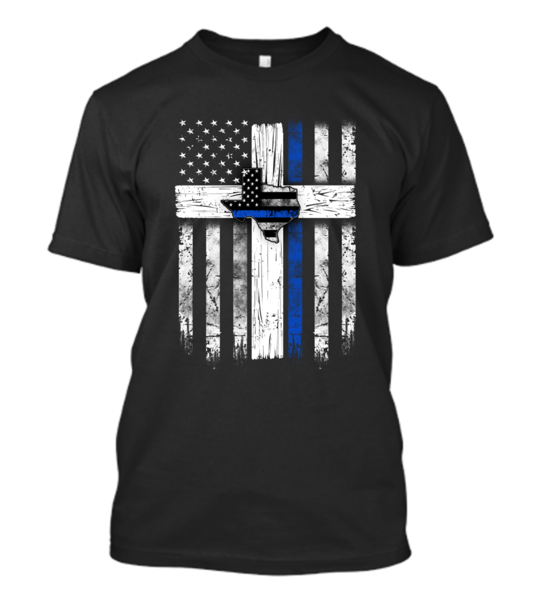 Texas Thin Blue Line American Flag Police Officer Support T-Shirt