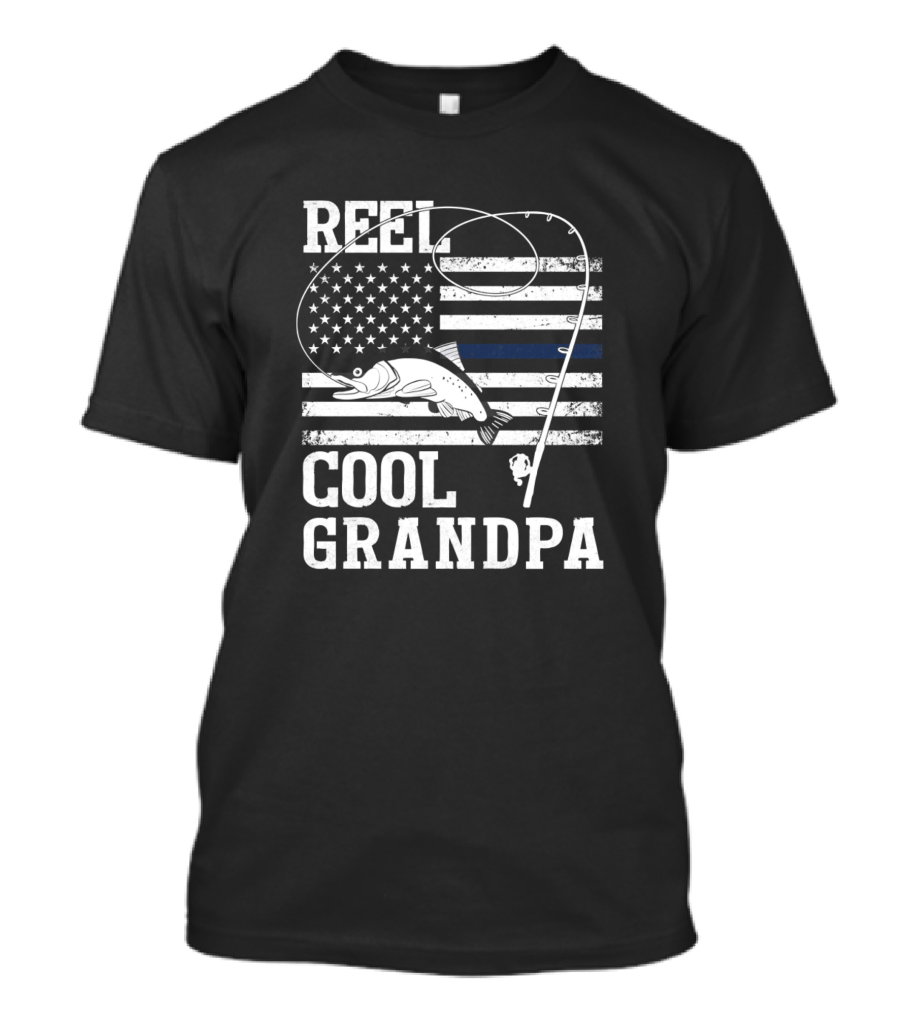 Reel Cool Grandpa Fishing Rod American Flag Fish T-Shirt