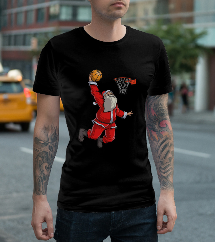 Santa Claus Slam Dunk Basketball T-Shirt