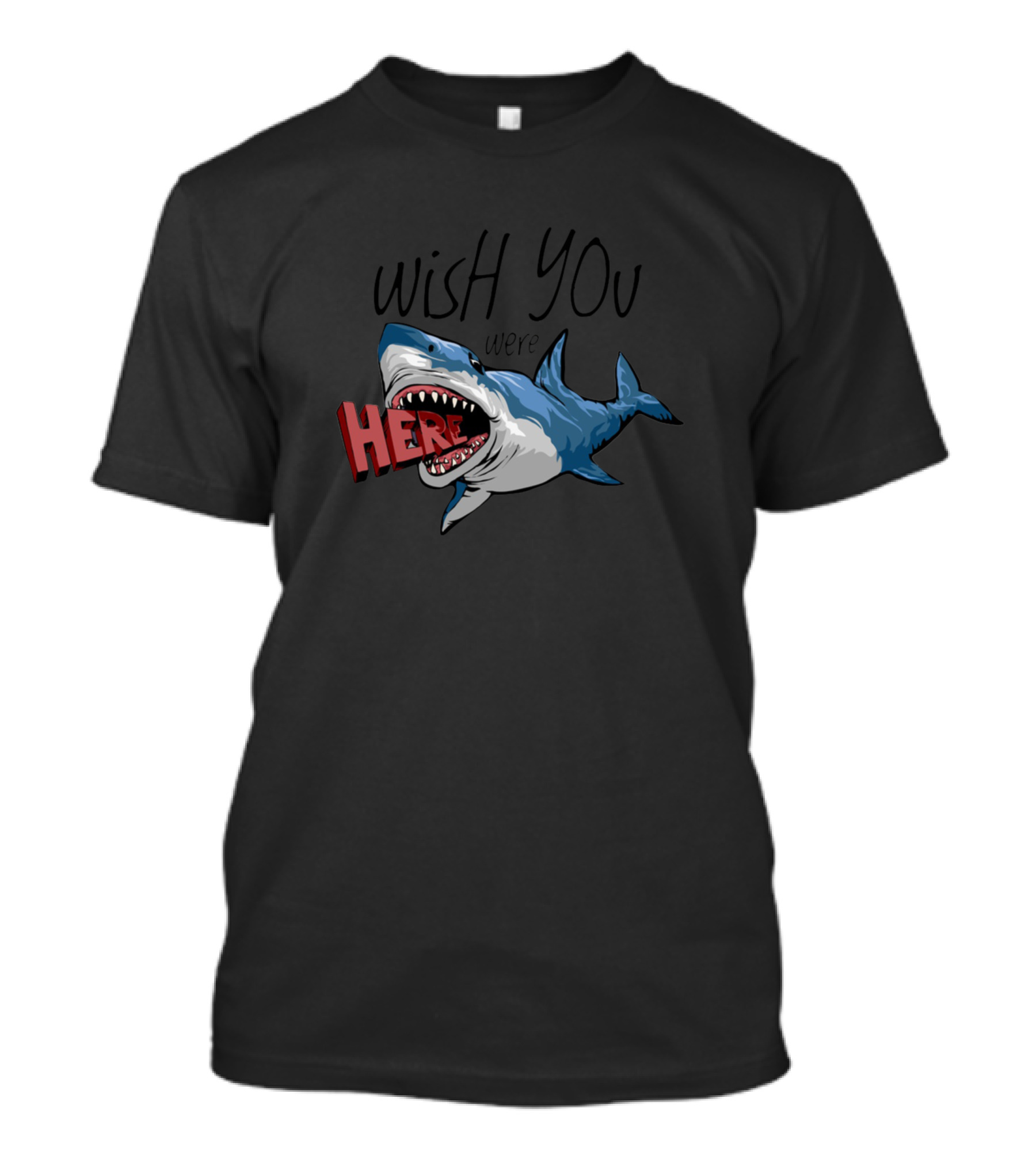 Wish You Were Here Shark Cartoon T-Shirt