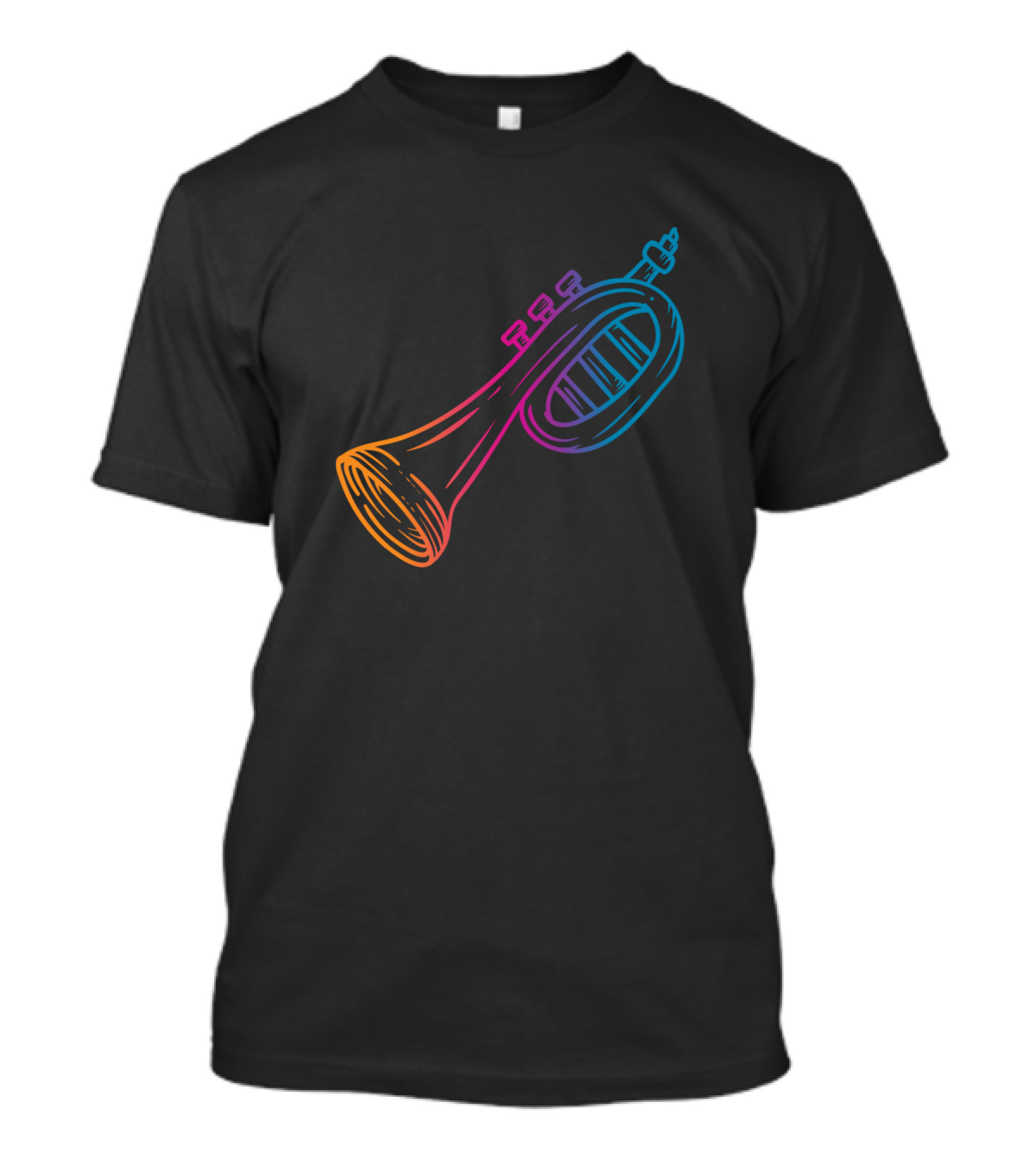 Colorful Neon Trumpet Sketch T-Shirt