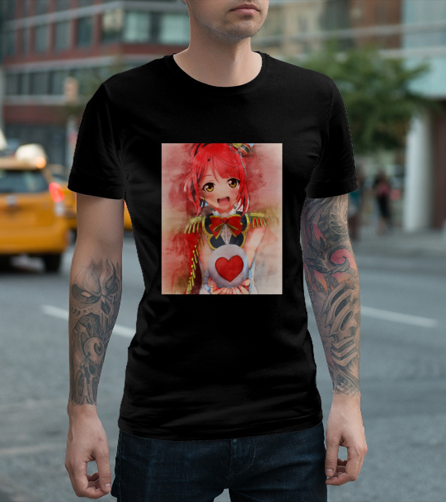 Uehara Ayumu Anime Girl Red Heart Watercolor T-Shirt