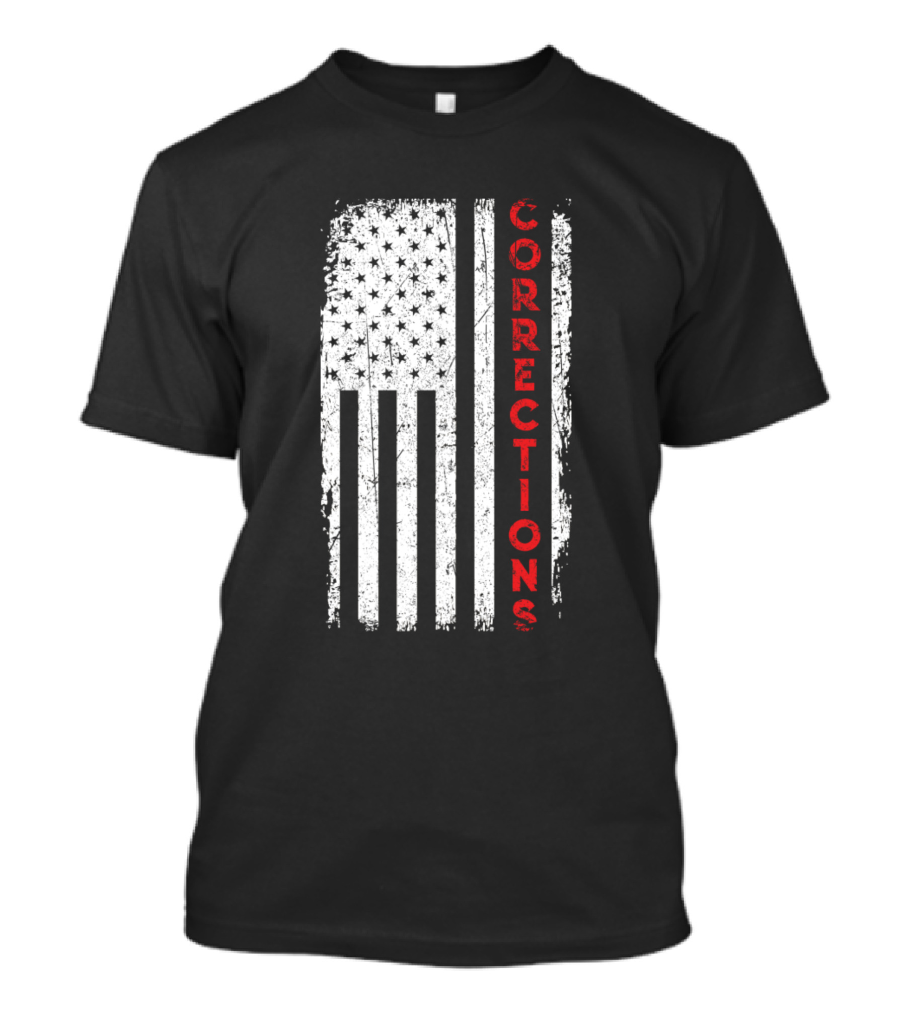 Corrections Officer USA Flag Vertical Distressed T-Shirt