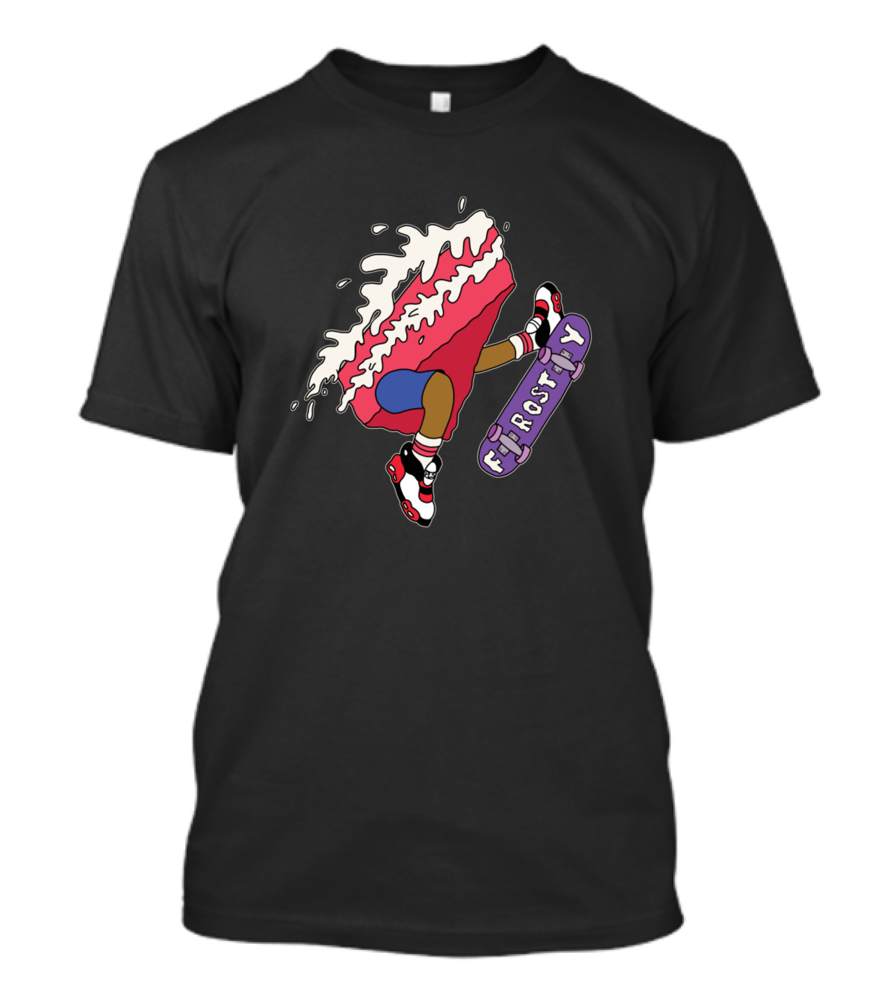 Velvet Boarder Frosty Skateboarding Cake Slice With Sneakers T-Shirt