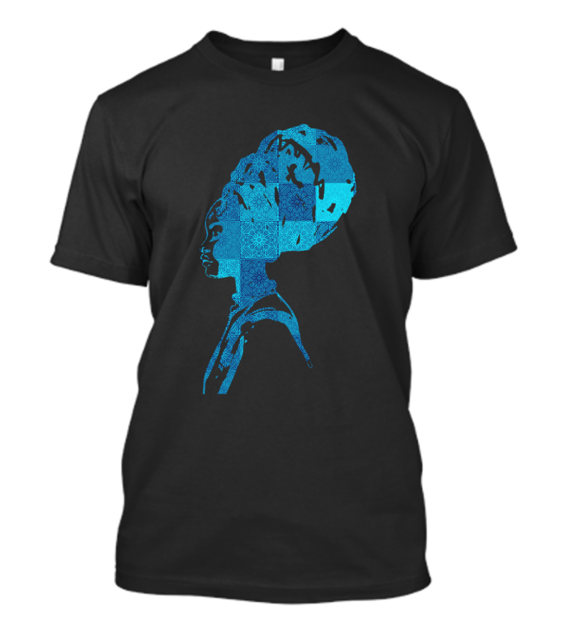 African Woman Blue Artistic T-Shirt