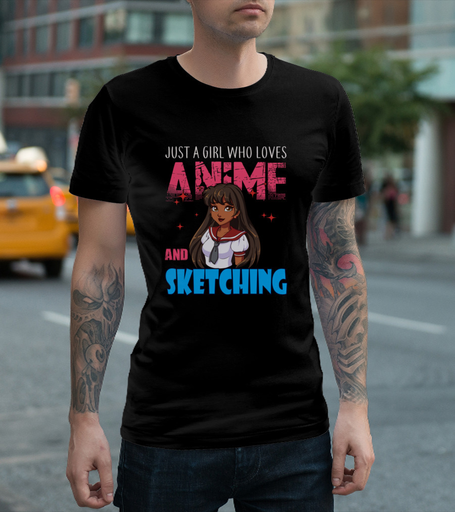 Just A Girl Who Loves Anime And Sketching Anime Lover Girl T-Shirt
