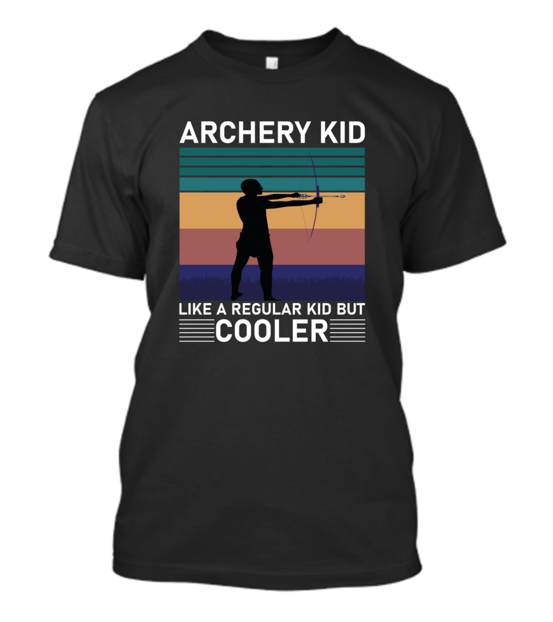 Archery Kid Like A Regular Kid But Cooler Retro Silhouette Sunset T-Shirt