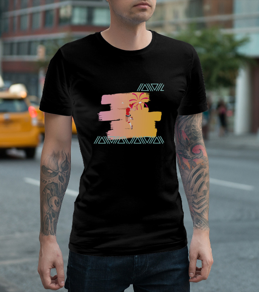 Badminton Energetic Player Abstract Design with Tribal T-Shirt