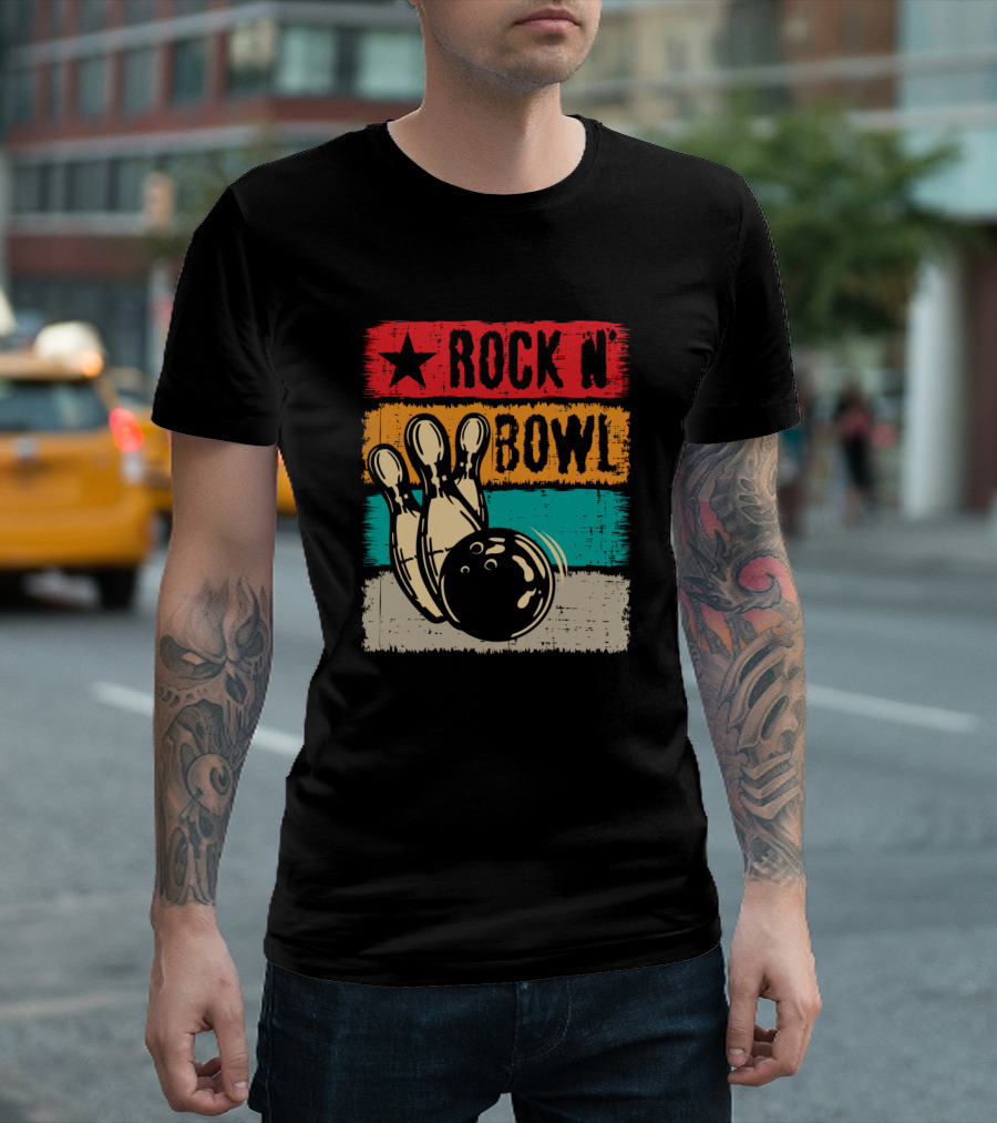 Rock N' Bowl Bowling Sports Vintage T-Shirt