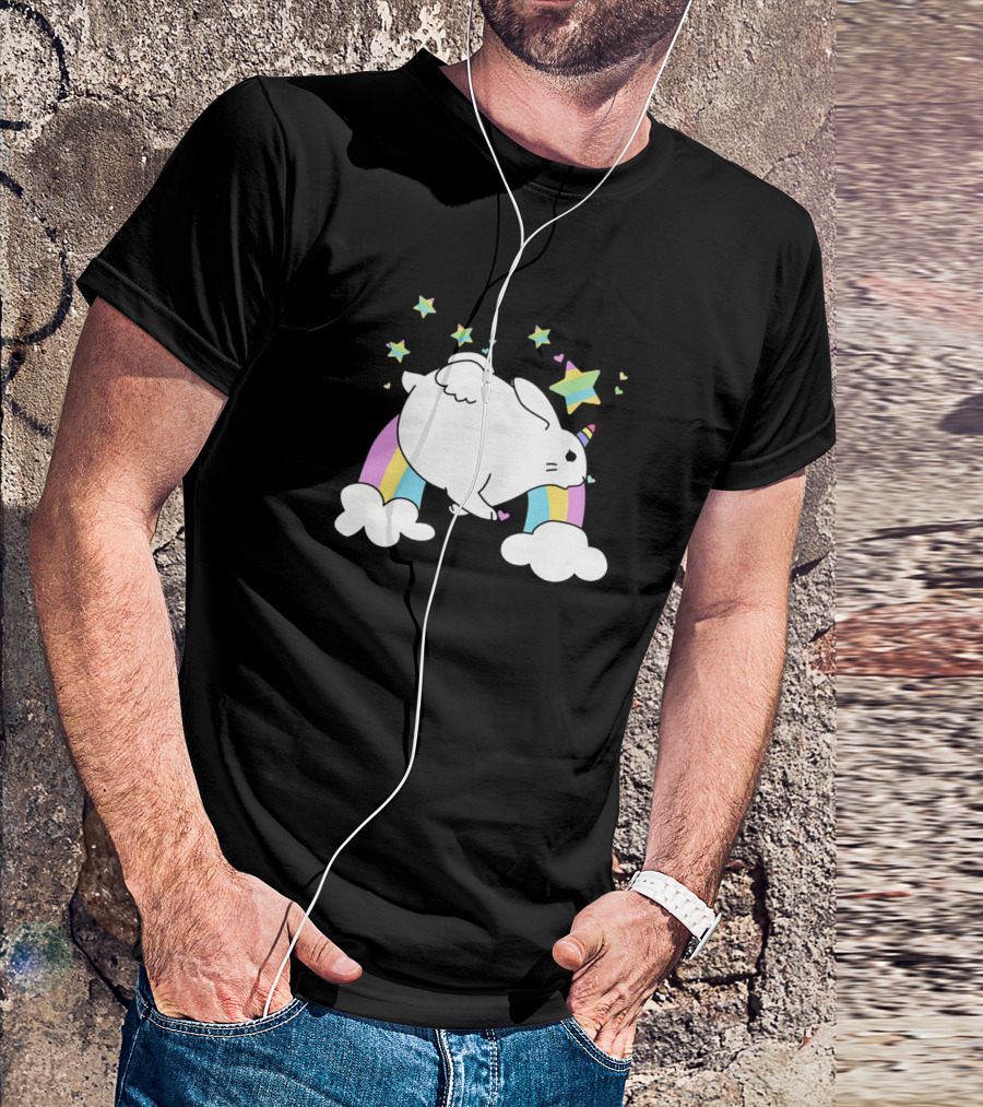 Bunni Corn Unicorn Bunny Rabbit Rainbow Stars Pink Cute Fairy T-Shirt
