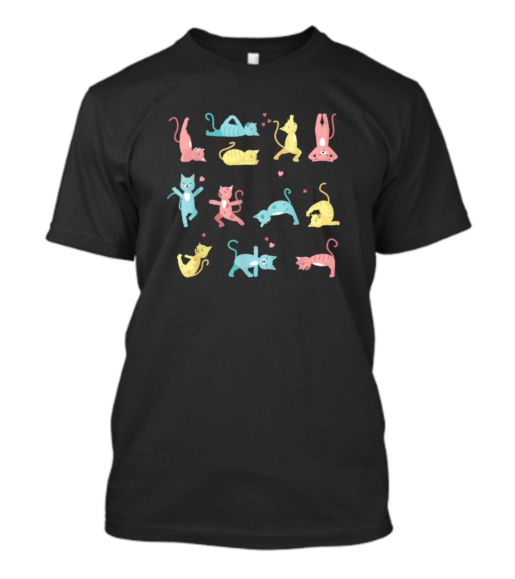 Cat Yoga Pose Kitty Humor Funny Cat Workout Playful Cats And Hearts T-Shirt