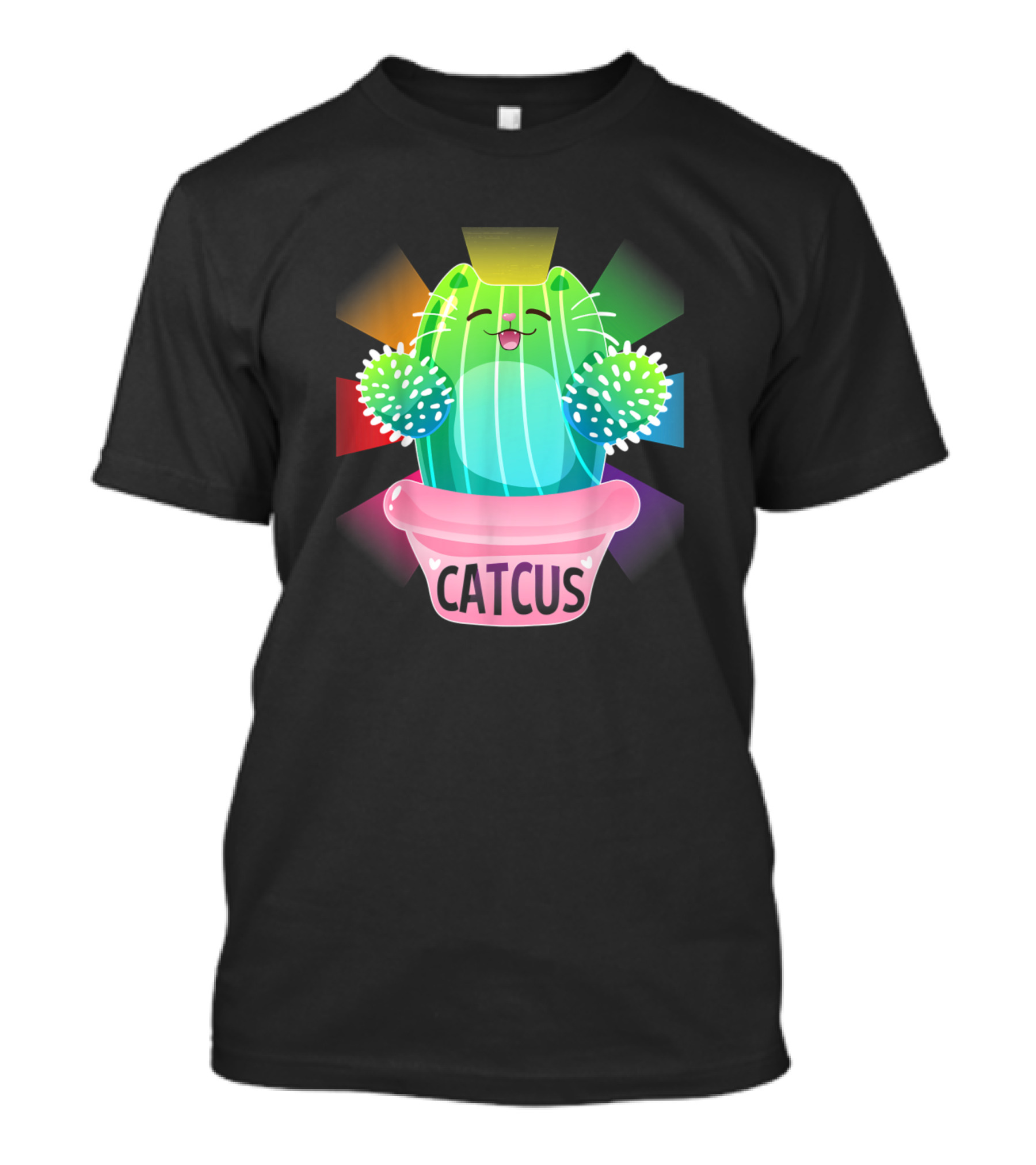 Catcus Kitty Cactus Lovers Rainbow T-Shirt