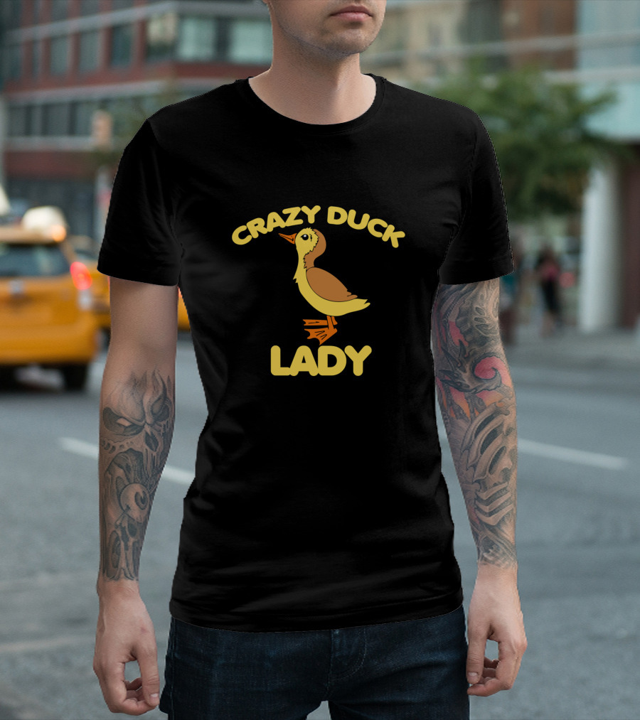 Crazy Duck Lady Animal Dark Hoose T-Shirt