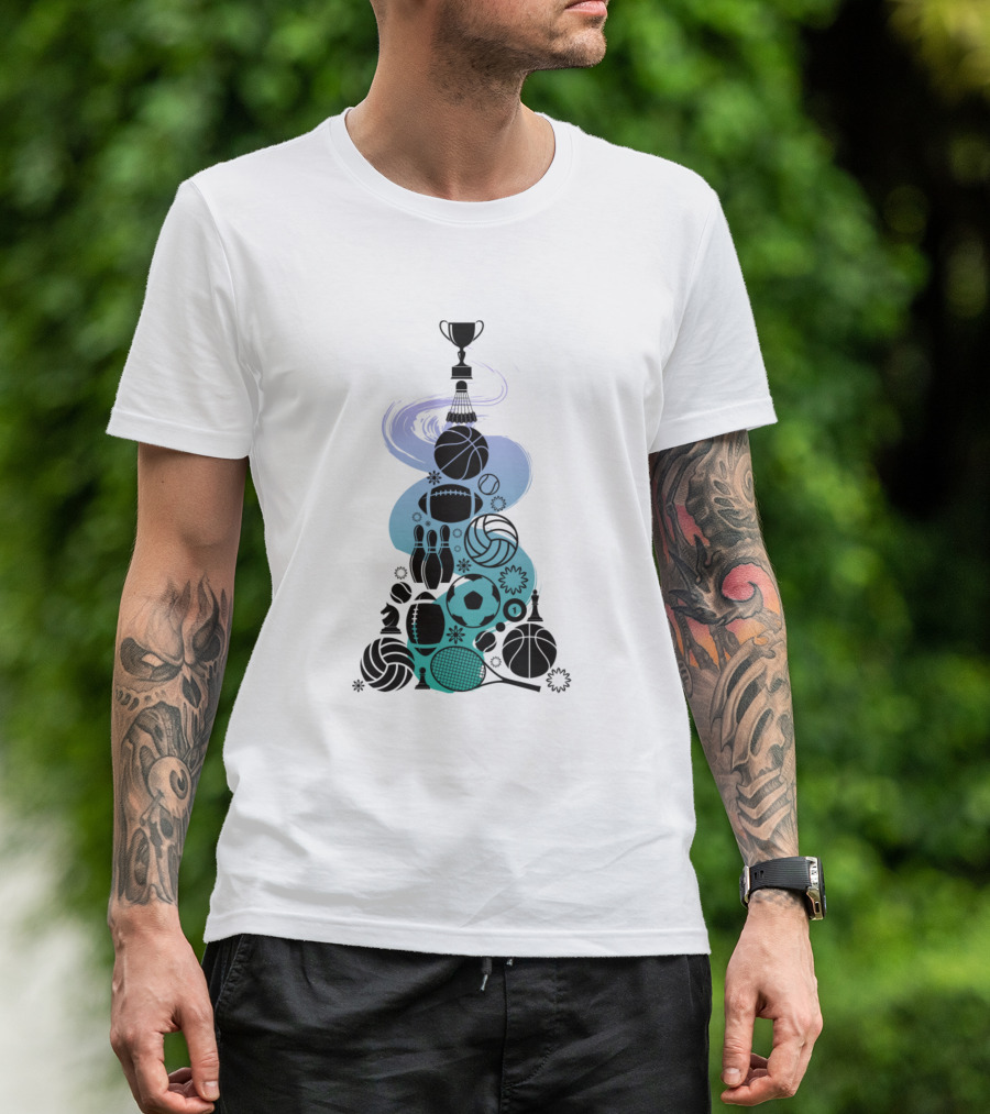 Hard Work Leads To Win Trophy Sports Balls Collection T-Shirt