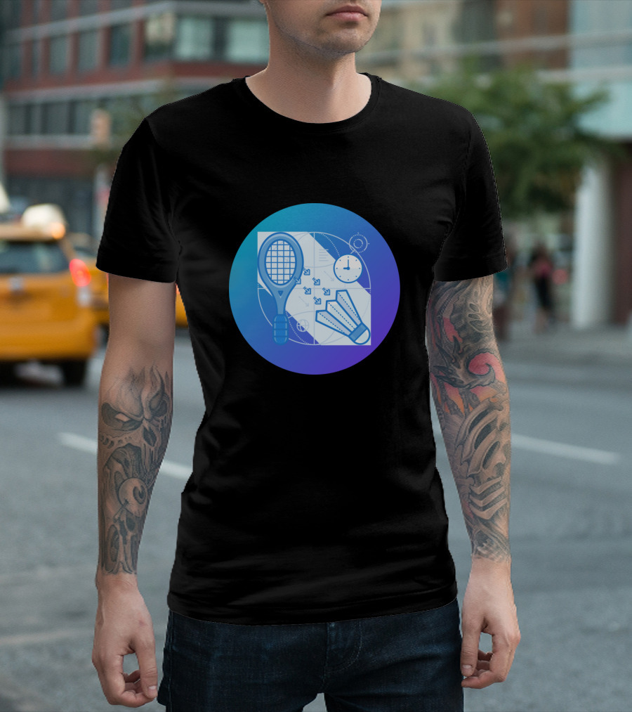 How To Serve In Badminton Racket Shuttlecock Strategy Clock Blueprint T-Shirt