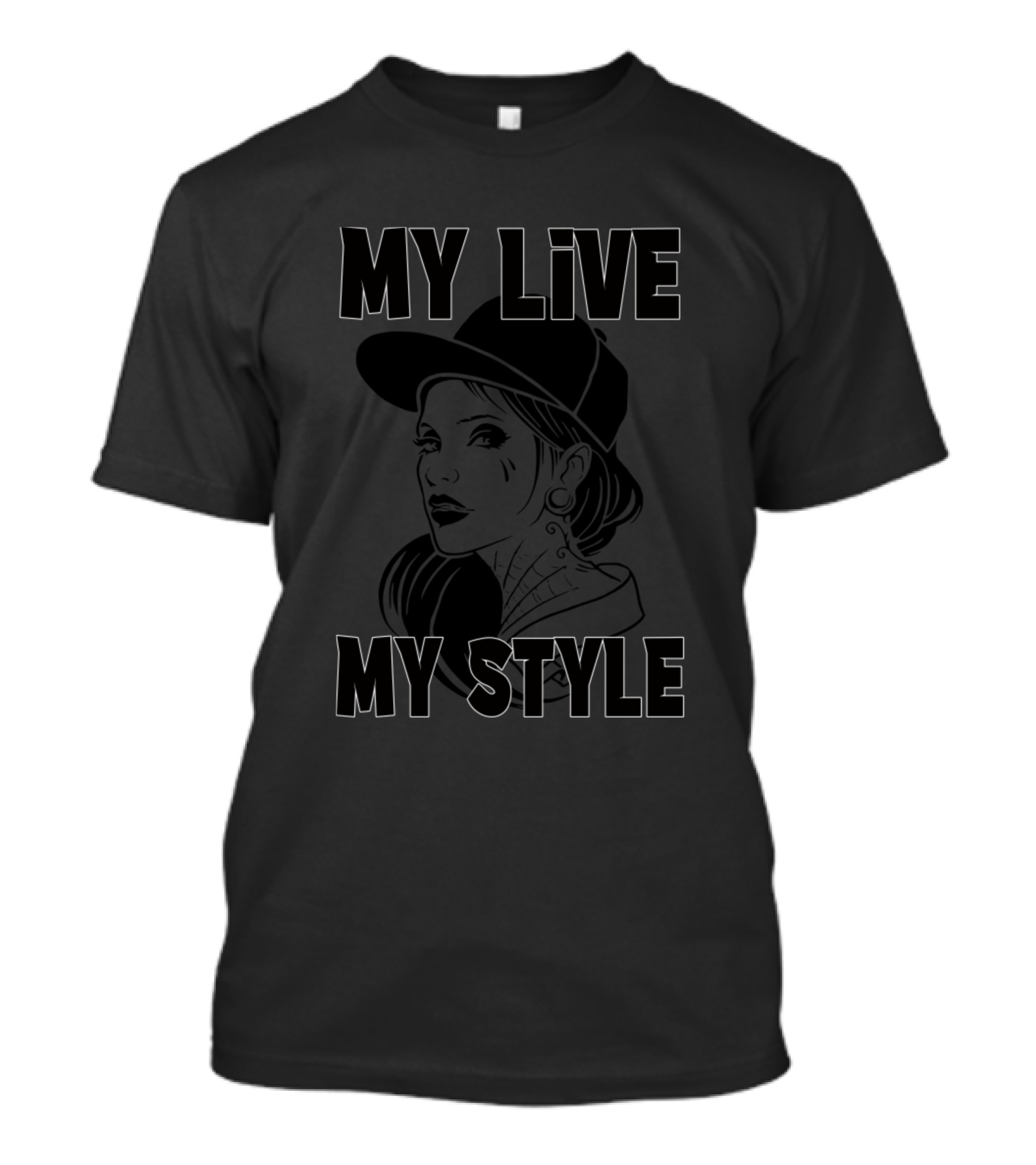 MY LIVE MY STYLE Tattooed Woman In Hat T-Shirt