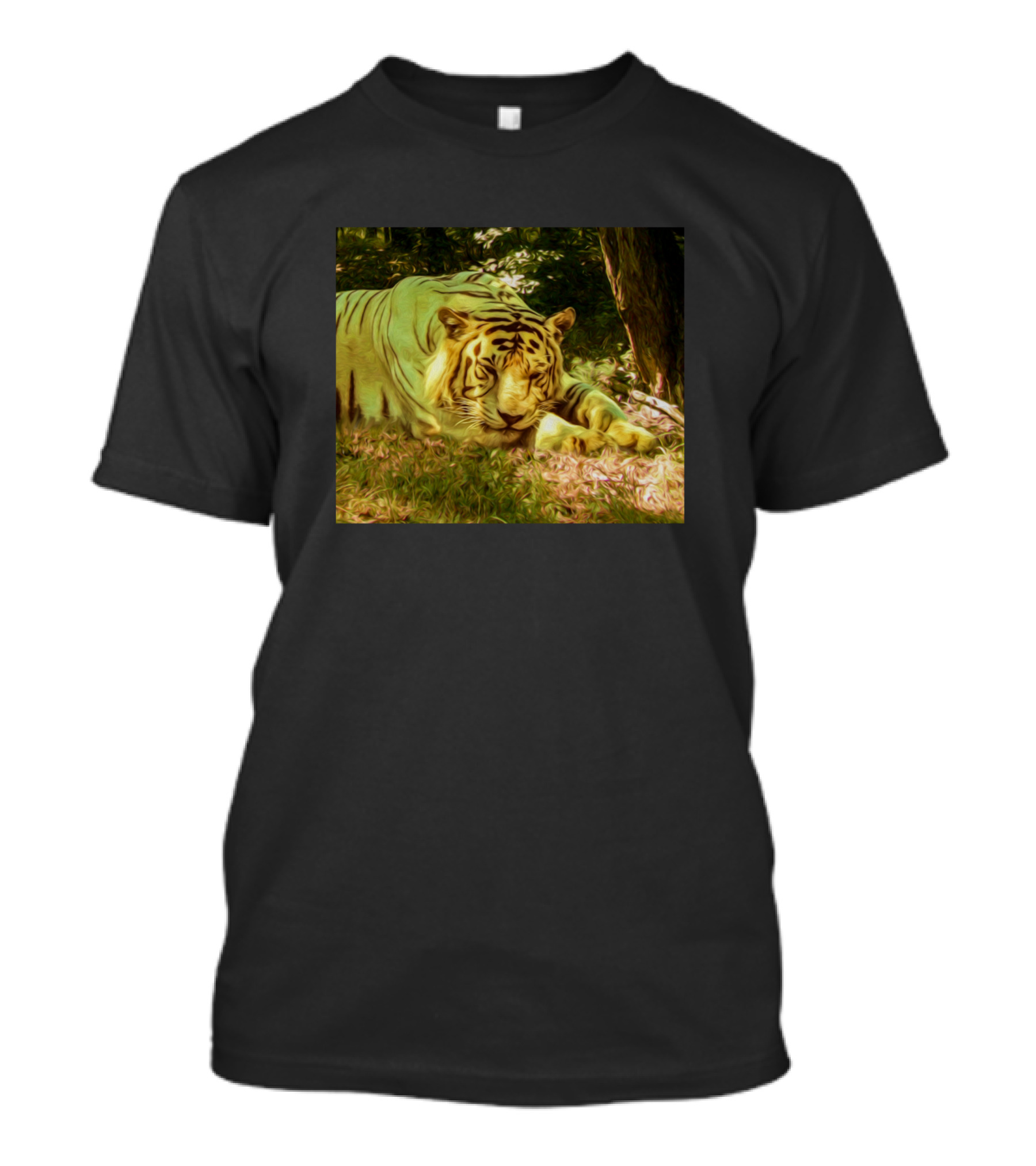 Sleeping Tiger Resting In Forest Scene T-Shirt