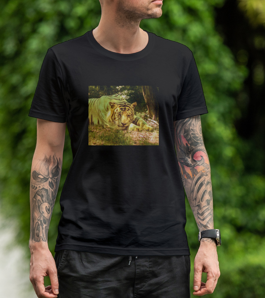 Sleeping Tiger Resting In Forest Scene T-Shirt