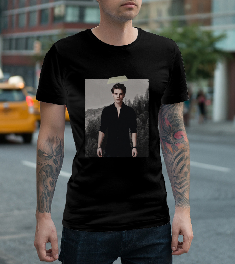 Stefan Salvatore Is Love Forest Background T-Shirt