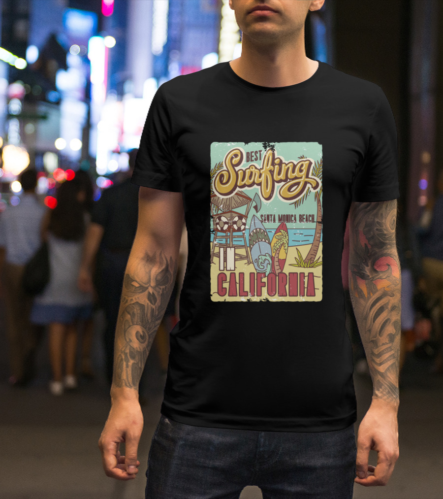 Best Surfing Santa Monica Beach In California T-Shirt
