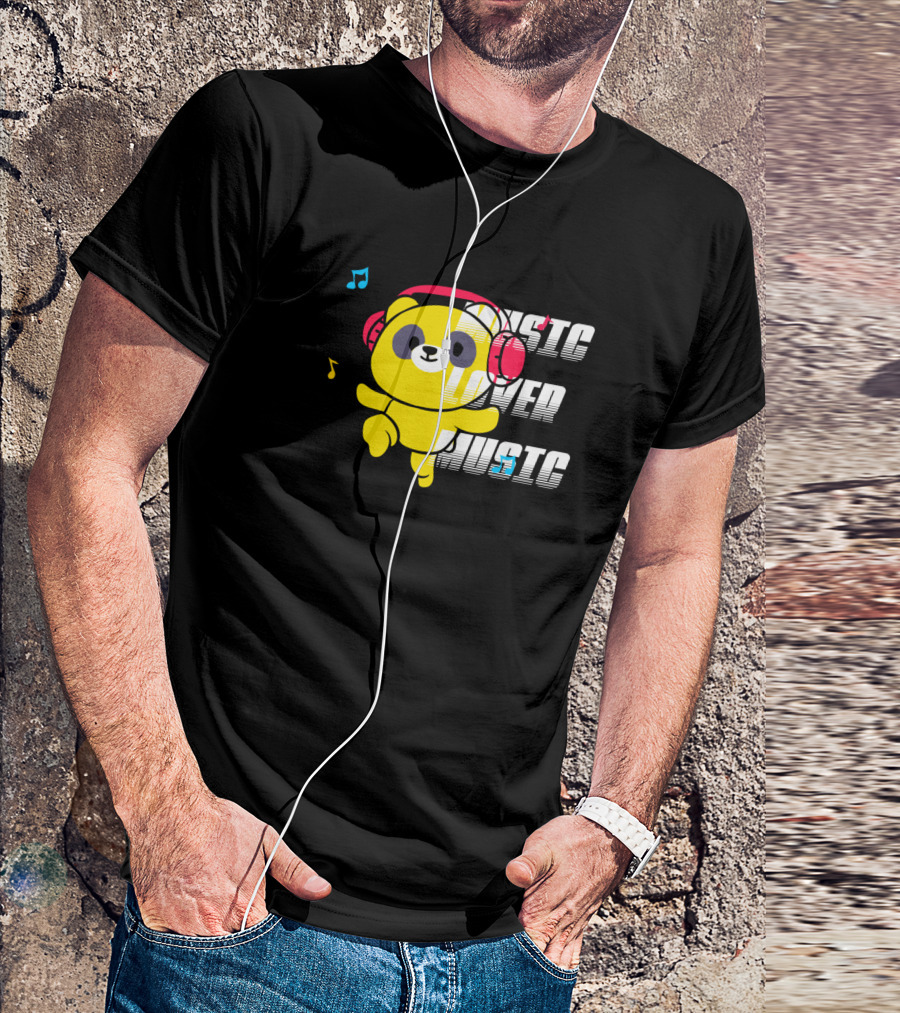 Music Lover Music Bear With Headphones And Notes T-Shirt