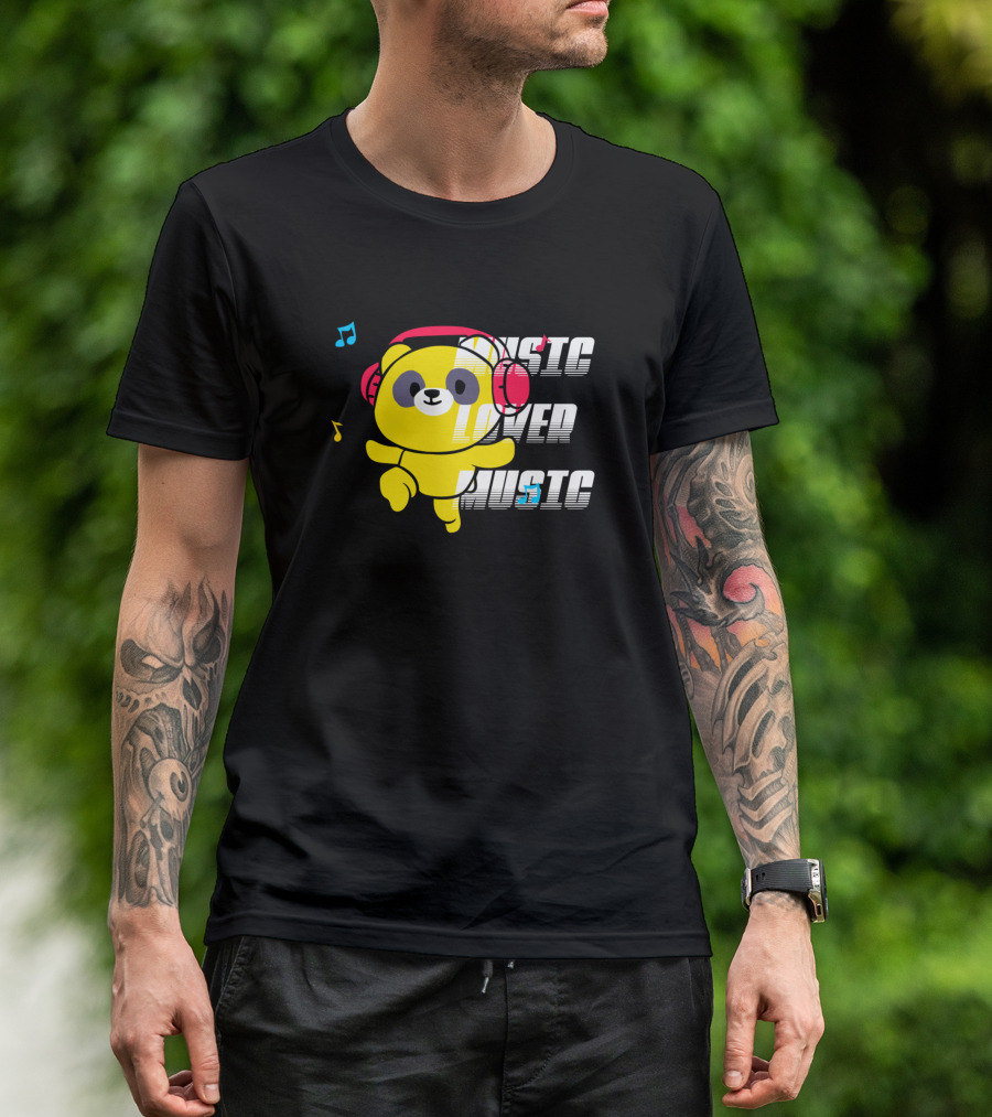 Music Lover Music Bear With Headphones And Notes T-Shirt