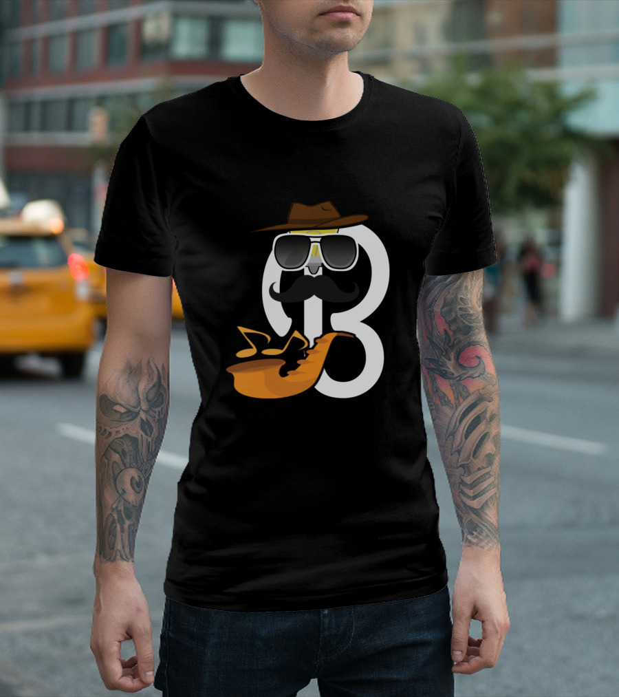 Unique Lettering Cowboy Saxophone T-Shirt