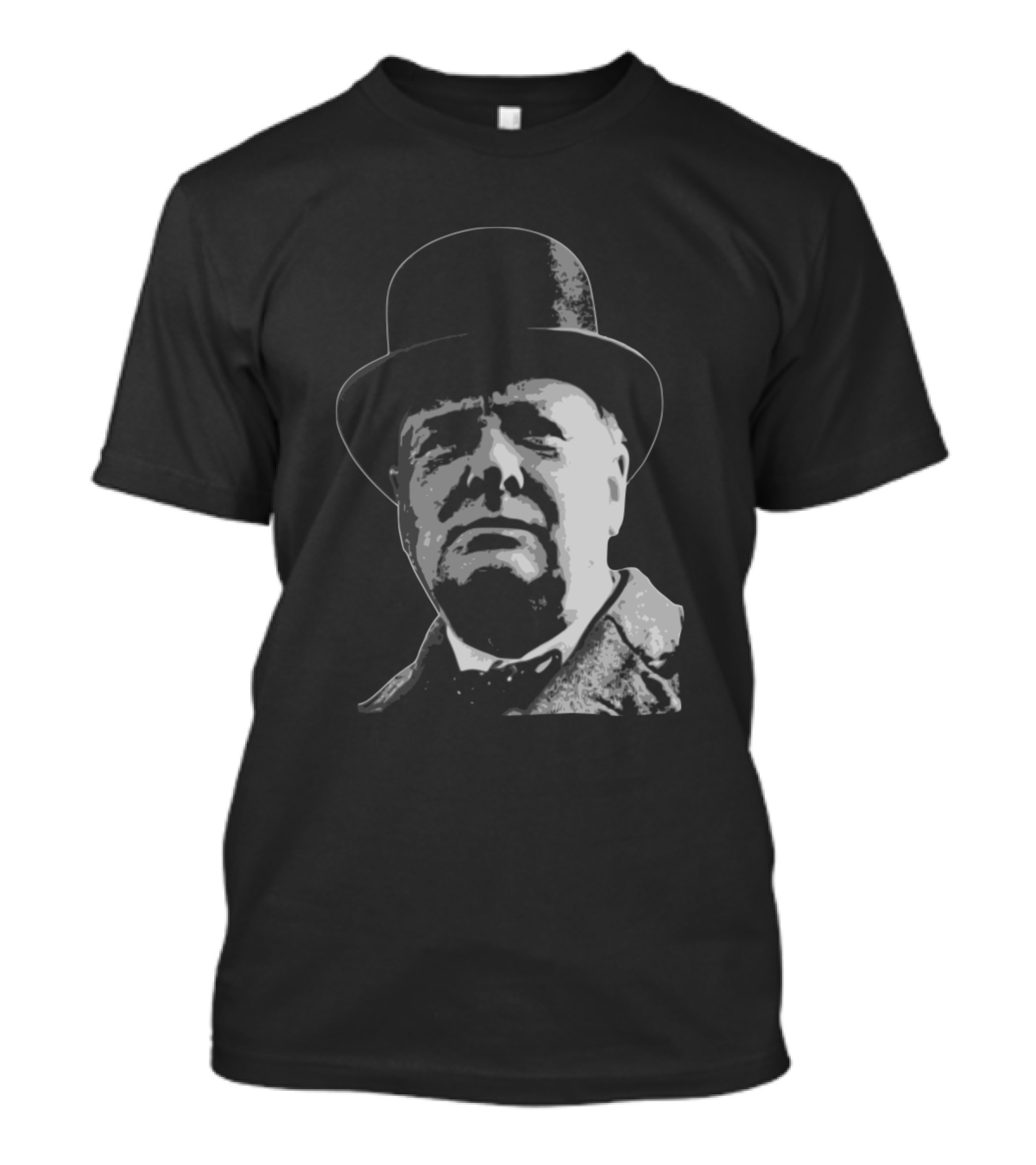 Winston Churchill Black White Bowler Hat T-Shirt