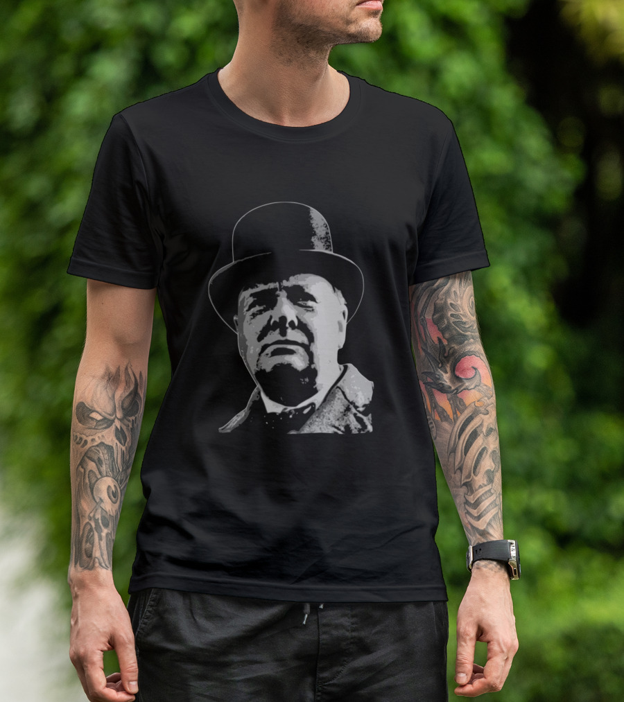 Winston Churchill Black White Bowler Hat T-Shirt
