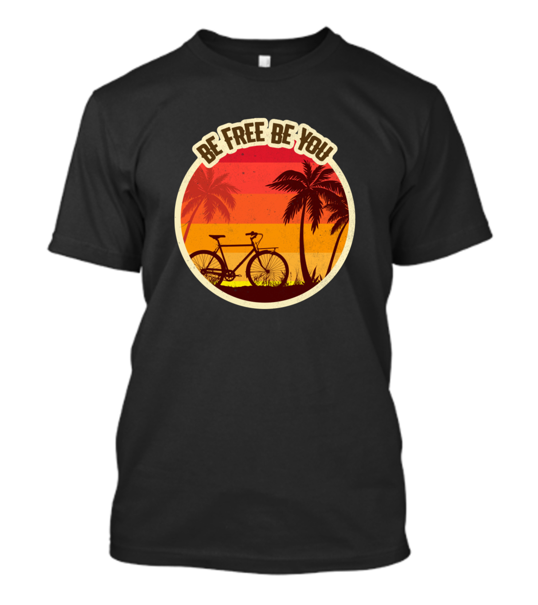 Be Free Be You Sunset Palm Trees Bicycle Adventure T-Shirt