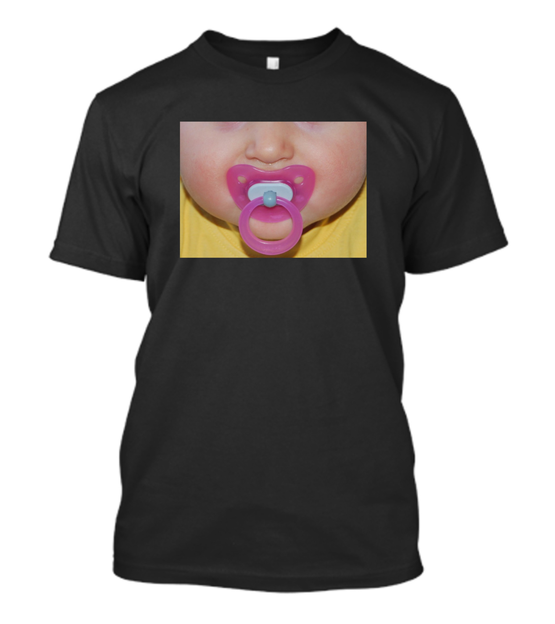 Cute Baby Face Pacifier Pink Mouth Close-Up T-Shirt