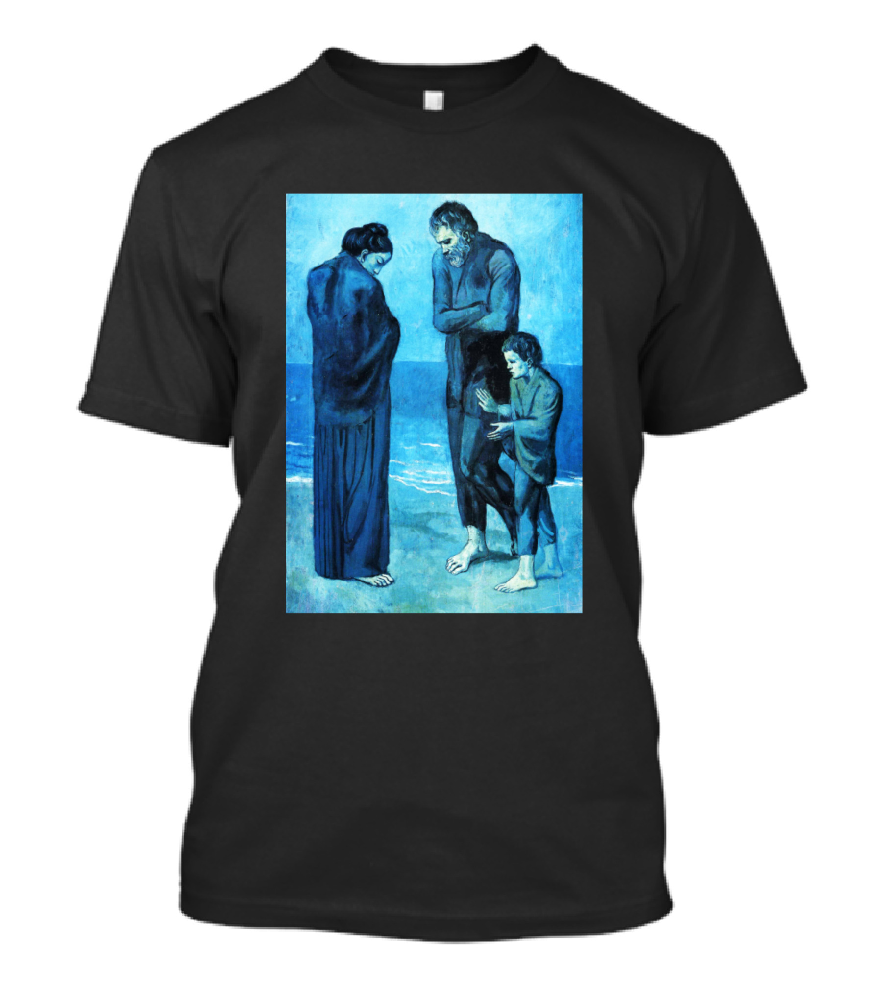 High Resolution Group Of Poor People By Pablo Picasso Blue Period Ocean Scene T-Shirt