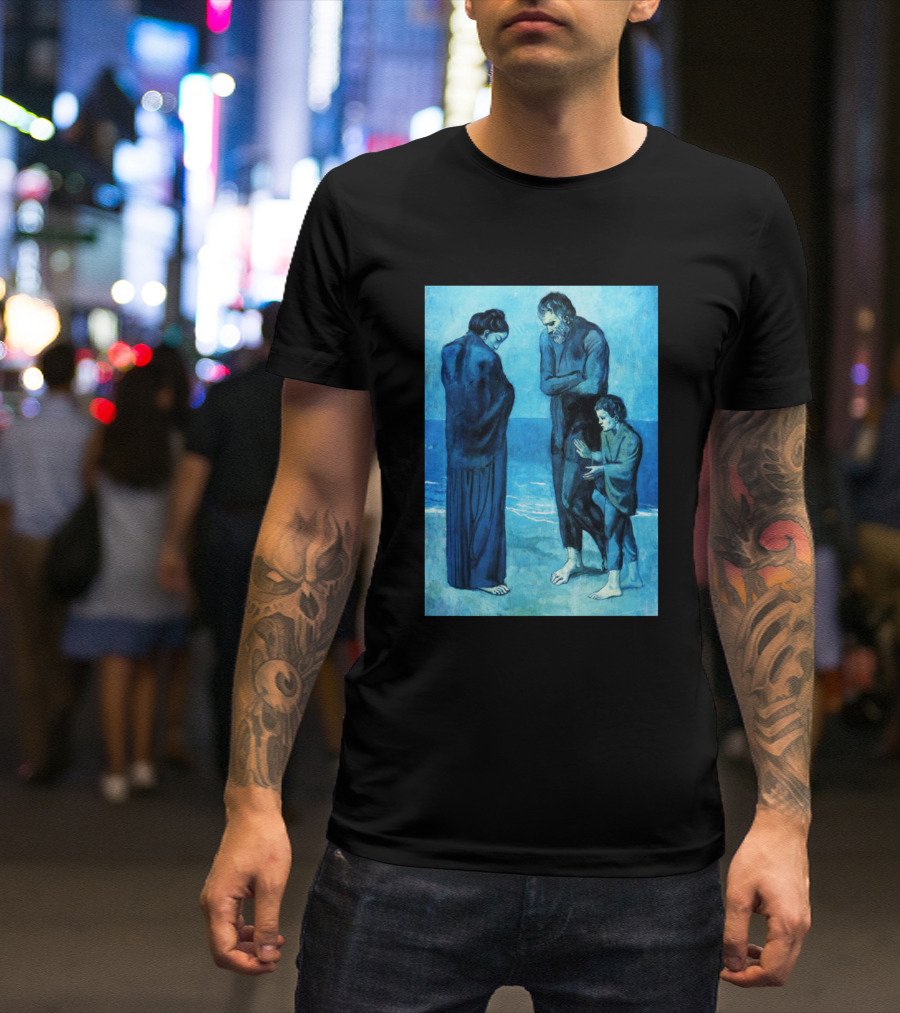 High Resolution Group Of Poor People By Pablo Picasso Blue Period Ocean Scene T-Shirt