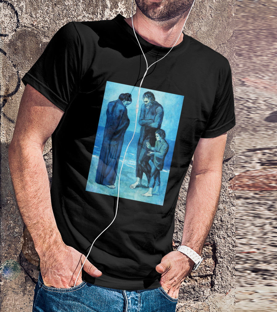 High Resolution Group Of Poor People By Pablo Picasso Blue Period Ocean Scene T-Shirt