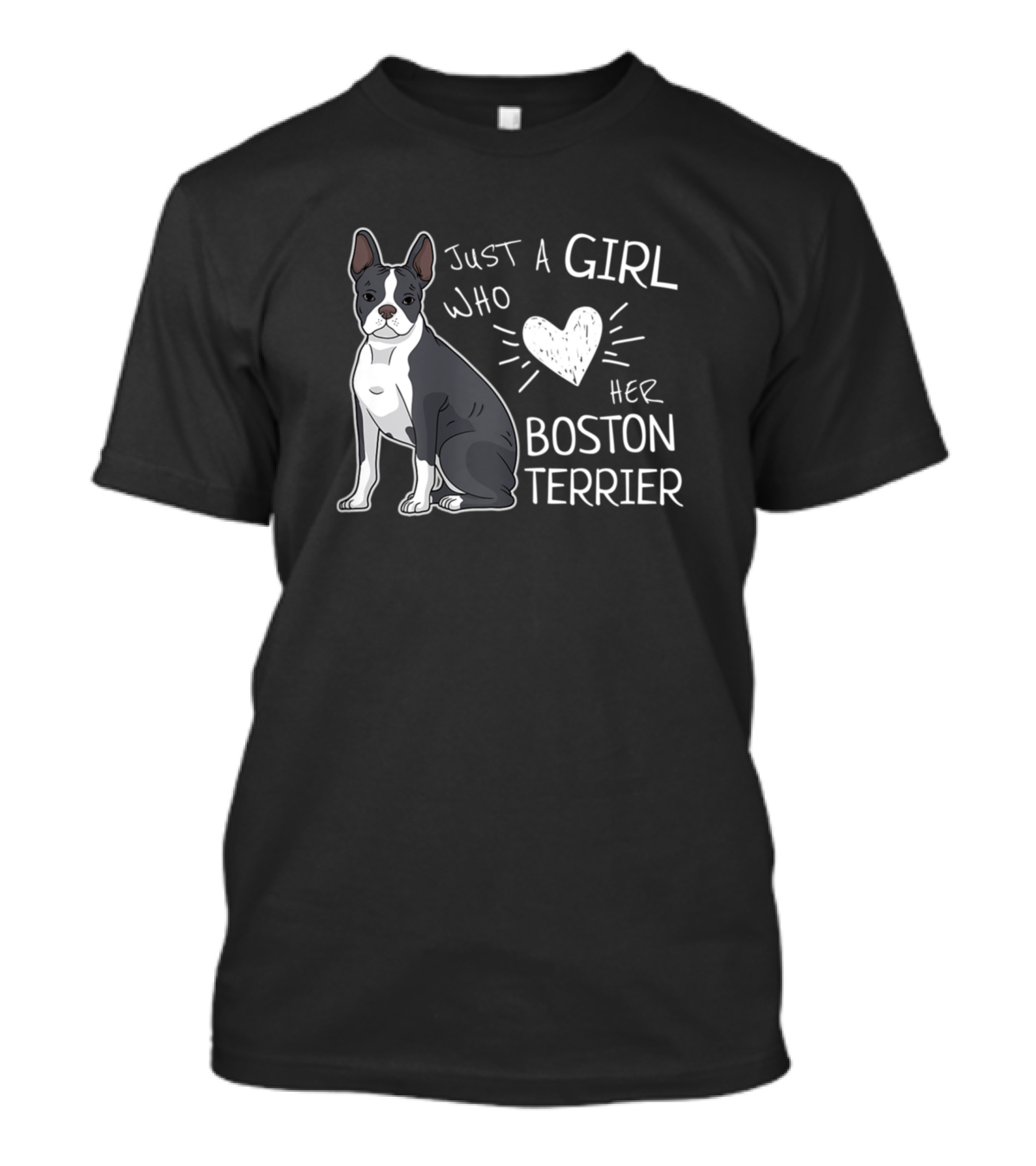 Just A Girl Who Loves Her Boston Terrier Heart T-Shirt