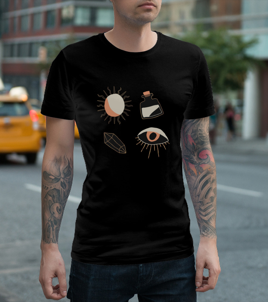 Magic Icon Witchcraft Sun Moon Eye Crystal Potion T-Shirt