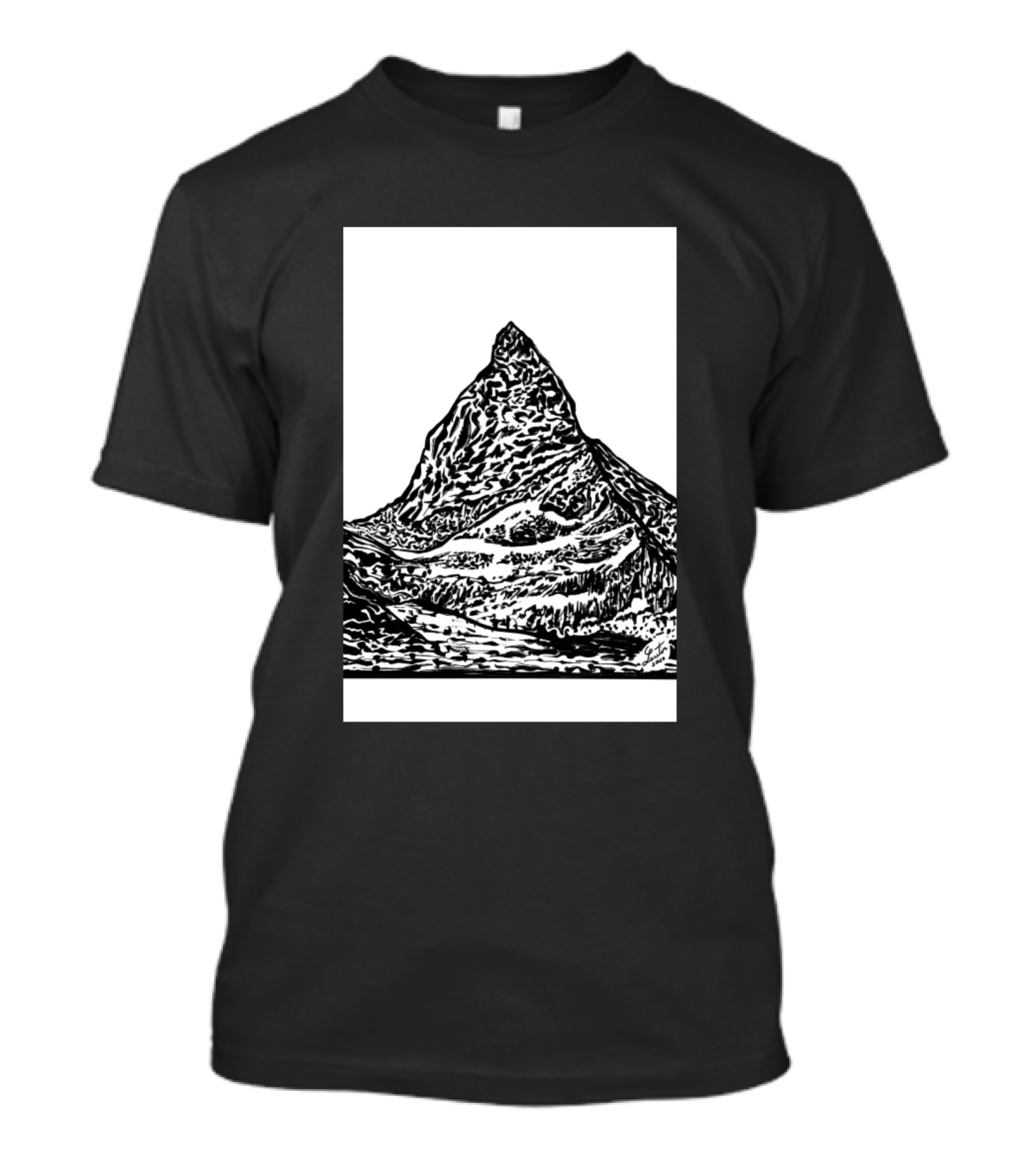 Matterhorn Black And White Ink Drawing T-Shirt