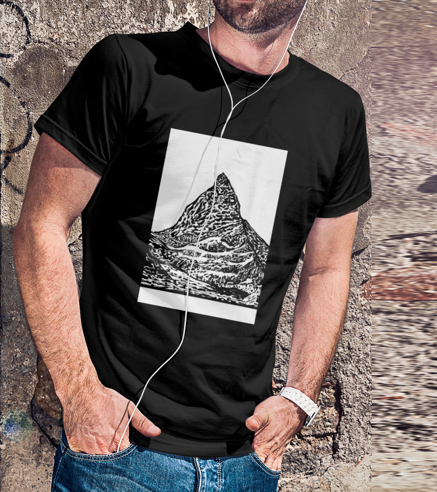 Matterhorn Black And White Ink Drawing T-Shirt