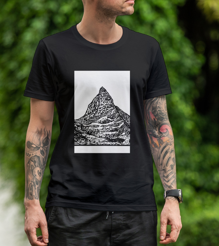 Matterhorn Black And White Ink Drawing T-Shirt