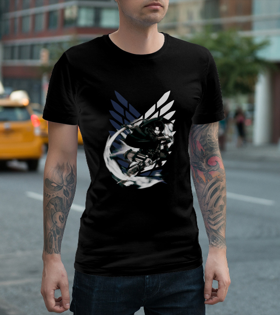 Shingeki No Kyojin Levi Ackerman Survey Corps Wings of Freedom T-Shirt