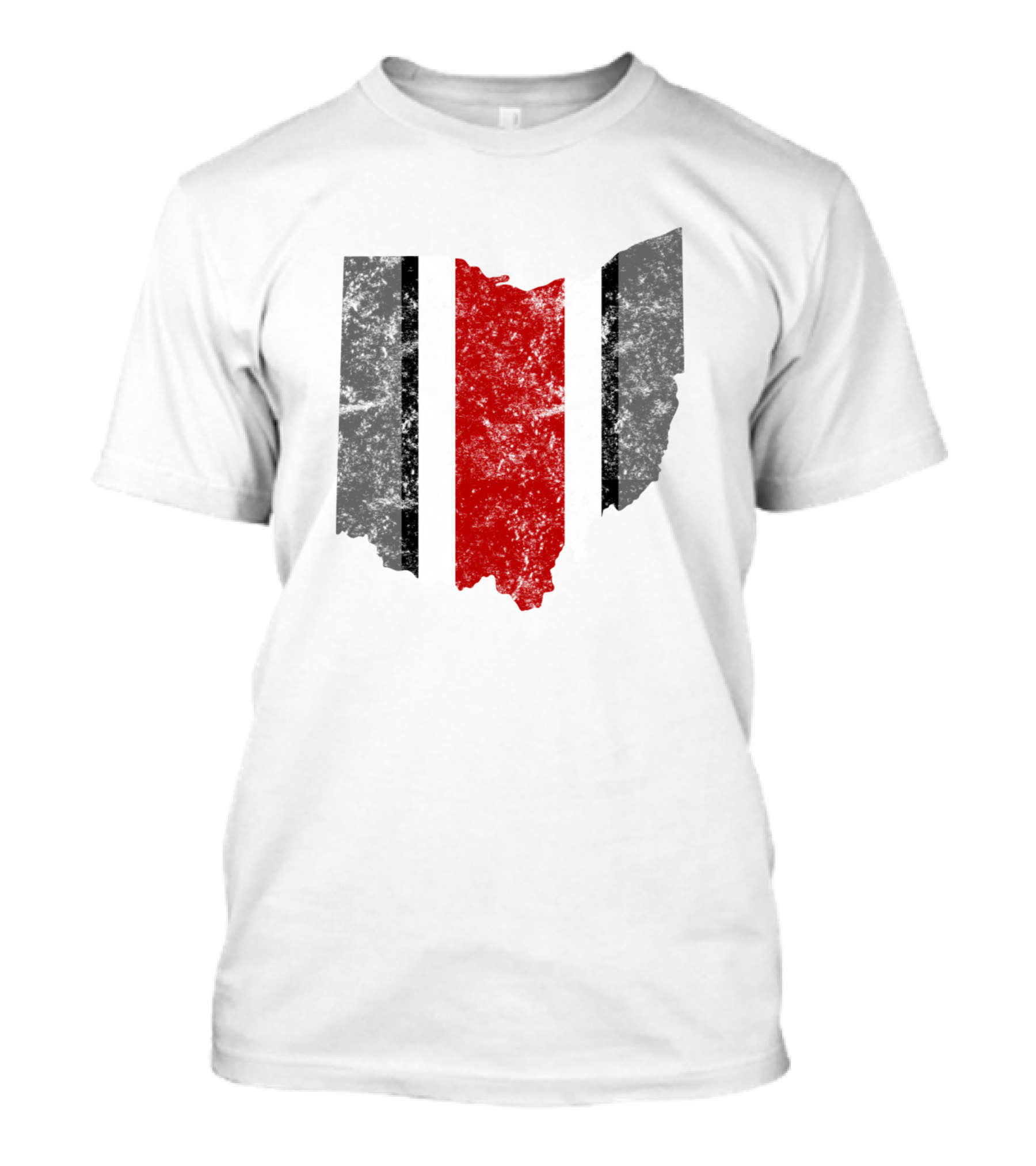 Ohio State Pride Ohio Map Silhouette Red White Black Stripes T-Shirt