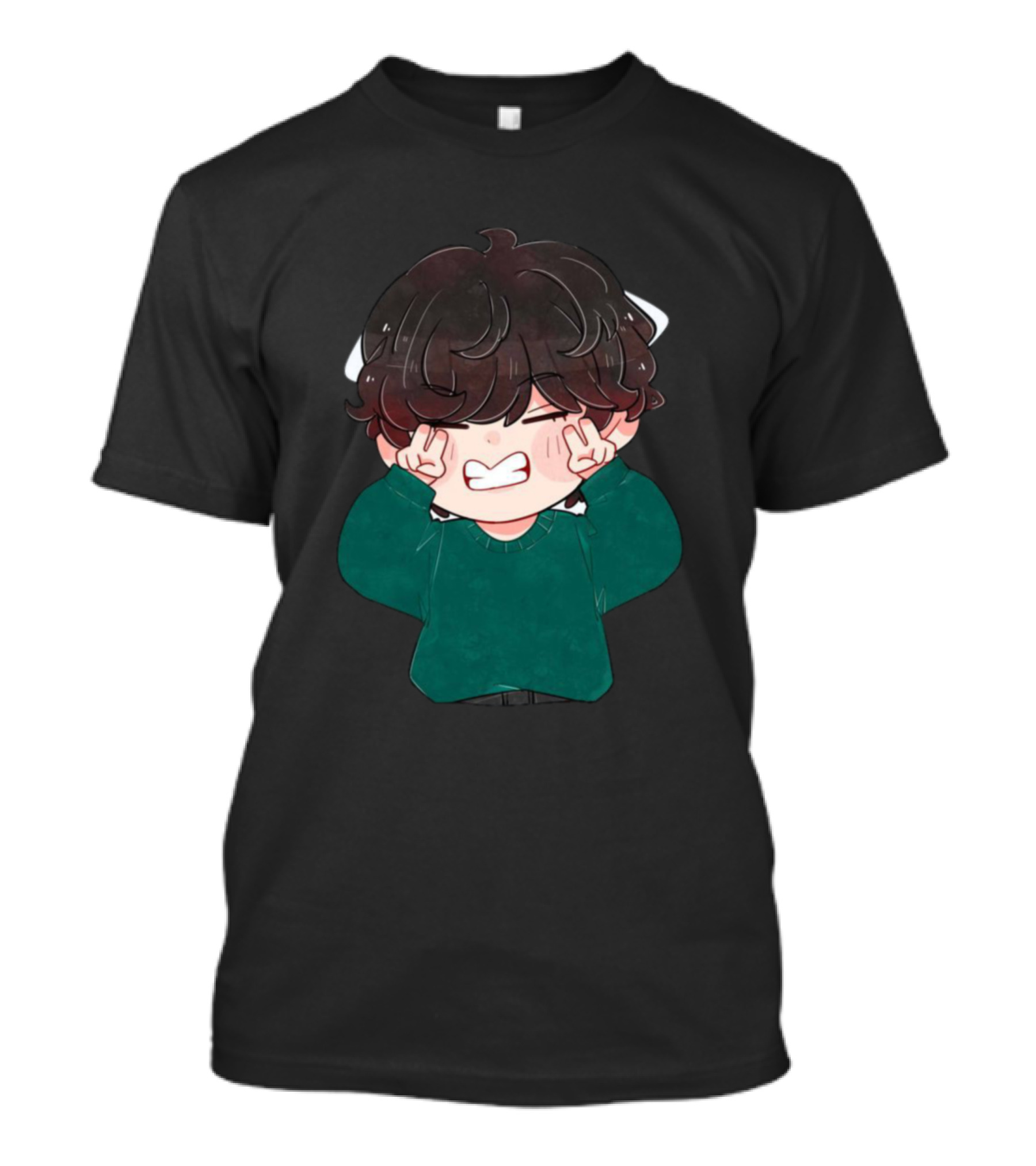 Taehyung Chibi Green Sweater Cute Expression T-Shirt