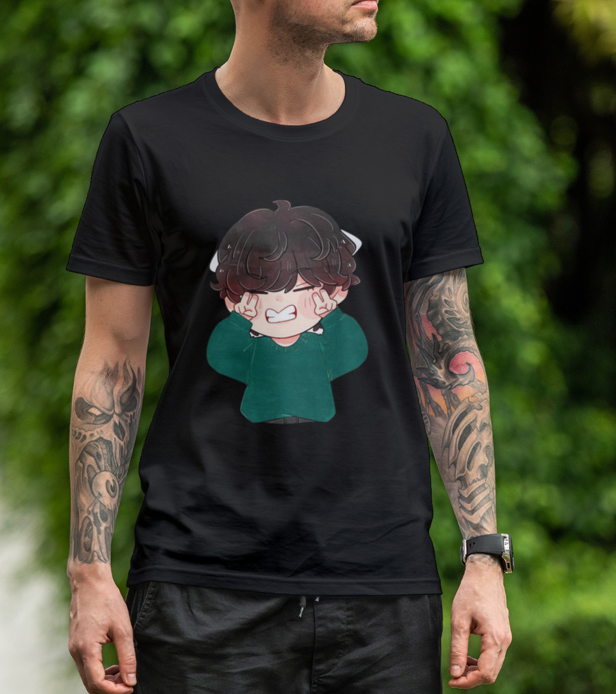 Taehyung Chibi Green Sweater Cute Expression T-Shirt