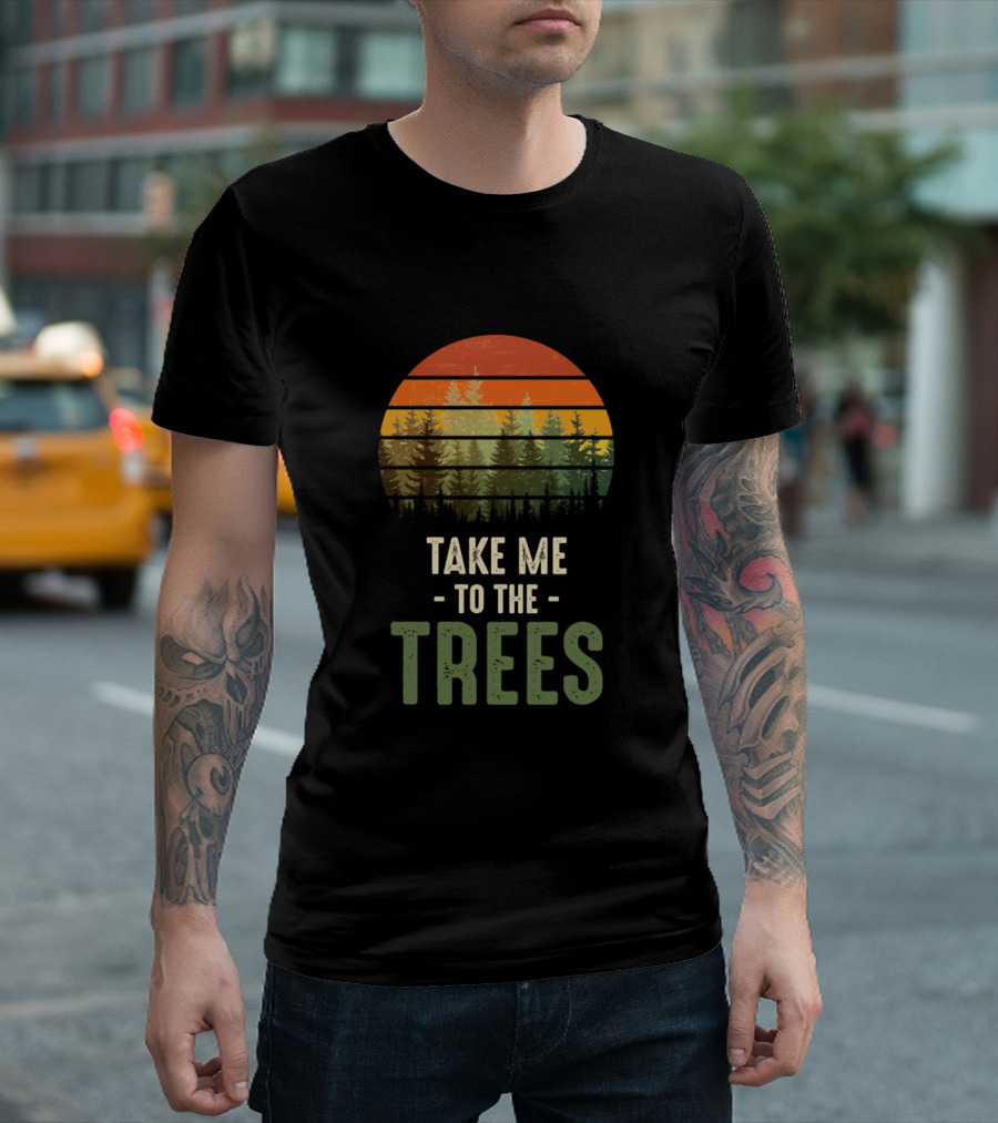 Take Me To The Trees Sunset Forest Stripes T-Shirt