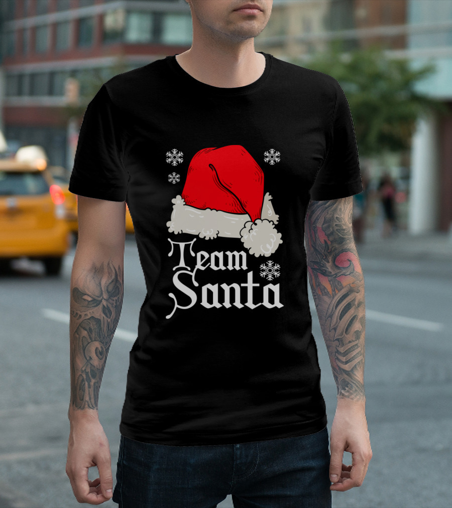 Team Santa Hat with Snowflakes Christmas Holiday T-Shirt